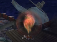 Steele passing the Rune of Punishment to Brandeau.