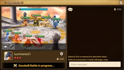 Players can view a battle in-progress in the Spectator's room.