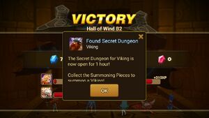 a Secret Dungeon opens after victory in elemental dungeon