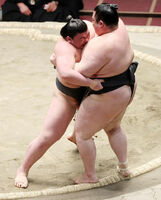 Okinofuji battles Mudoho (c. 2021)