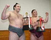 Mitakeumi with his first of many sansho (c. 2016)