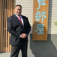 Hokuozan poses after his retirement (c. 2023)