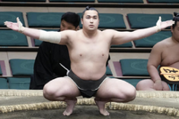 Sazanami prepares for his upcoming match (c. 2023)
