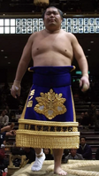 Tamanokuni during the Juryo dohyo-iri (c. 2001)