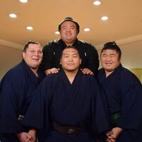 Masutoo celebrates Takakeisho's Ozeki promotion (c. 2019)
