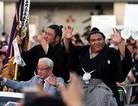 Mitakeumi's first Yusho parade (c. 2018)