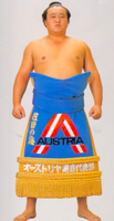 Sadanoumi poses with his kesho-mawashi