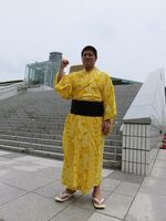 Tokunomusashi outside the Ryogoku Kokugikan (c. 2016)