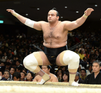 Osunaarashi prepares for his upcoming match (c. 2015)