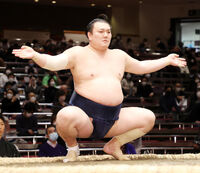 Ikioi prepares for his upcoming match (c. 2021)