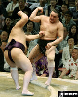 Tochiozan defeats future Yokozuna Harumafuji (c. 2010)