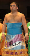 Satoyama during the Juryo dohyo-iri (c. 2007)