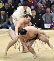 Kakuryu defeats Goeido to win his third Yusho (c. 2016)