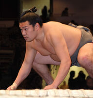 Hatagosaki prepares for his upcoming match (c. 2013)
