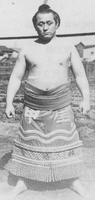 Hoshikabuto poses with his kesho-mawashi