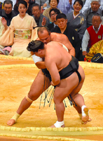 Osunaarashi defeats Yokozuna Harumafuji (c. 2015)