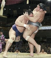 Shironoryu defeats Homarefuji (c. 2012)