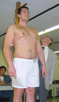 Kitaoji gets measured upon joining pro sumo (c. 2004)