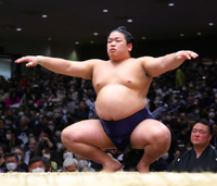Hiradoumi prepares for his upcoming match (c. 2023)