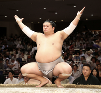 Homarefuji prepares for his upcoming match (c. 2018)