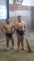 Wakashoji (right) with his stablemate Shunba (c. 2010)