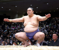 Okinoumi prepares for his upcoming match (c. 2023)