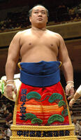 Sumanofuji during the juryo dohyo-iri