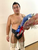 Sakurai after wrestling his final match (c. 2023)