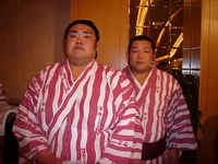 Onoshima with fellow Daito Bunka alumni, Mori (c. 2006)