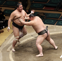 Tochihiryu defeats Shotenro (c. 2016)
