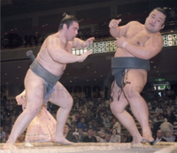 Kokkai defeats his opponent in the unsalaried ranks (c. 2002)