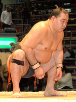 Wakainami prepares for his upcoming match (c. 2007)