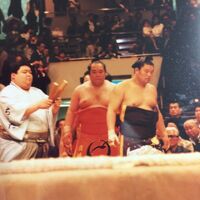 Kotoarashi during the Juryo dohyo-iri (c. 1996)