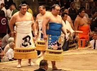 Nakanokuni during the Juryo dohyo-iri (c. 2010)