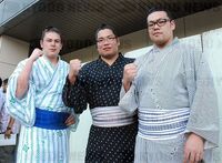 Hatogasaki with stablemates Nishikigi and Itadaki (c. 2012)