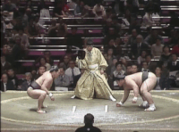 Hiyama loses to future sekiwake Kotogaume by tsukiotoshi (c. 1984)
