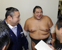 Jumonji after winning his first Makushita Yusho (c. 2010)