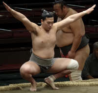 Hokudozan prepares for his upcoming match (c. 2013)