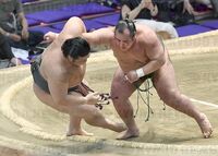 Wakanoshima throws and defeats Oyanagi (c. 2016)