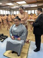 Hokutosora's retirement ceremony (c. 2022)