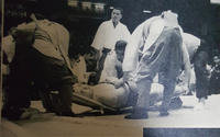 Haguroiwa's career ending neck injury (c. 1977)