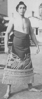 Kiyonomori poses with his kesho-mawashi