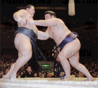 Tamakasuga pushes out and defeats Aogiyama (c. 1996)