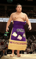 Rikishin during the Juryo dohyo-iri (c. 2017)