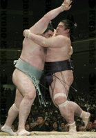 Kokkai defeats former Ozeki Dejima (c. 2007)