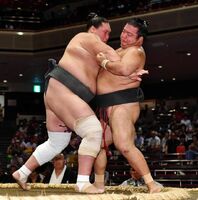 Higonojo battles future Yokozuna Terunofuji (c. 2019)
