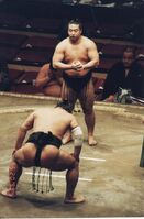 Wakaazuma's early career in the unsalaried ranks (c. 1999)