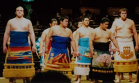 Kitaoji (far right) during his time in maezumo (c. 2004)