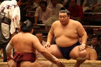 Nakanokuni prepares to face Asofuji in Juryo (c. 2010)