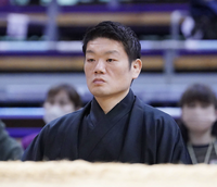 Hokutoriki after retirement as Tanigawa Oyakata (c. 2023)